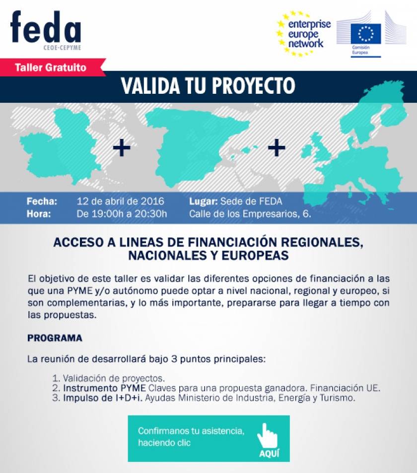 FEDA informa a las pymes sobre el acceso a líneas de financiación regionales, nacionales y europeas en proyectos de innovación