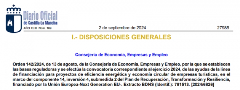 Publicada Orden de ayudas de la línea de financiación para proyectos de eficiencia energética de empresas turísticas