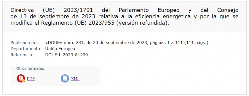 Novedades de la Directiva de Eficiencia Energética