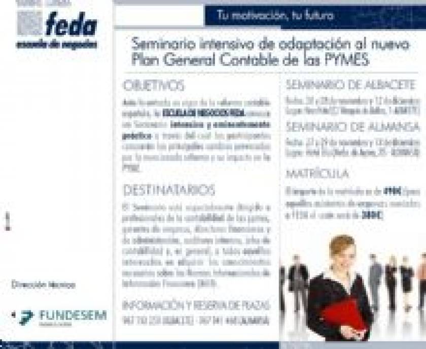 Seminarios intensivos de FEDA sobre el nuevo Plan General Contable de las pymes
