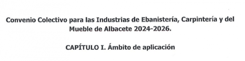 Firmado el Convenio Colectivo de Ebanistería, Carpintería y del Mueble de la Provincia de Albacete