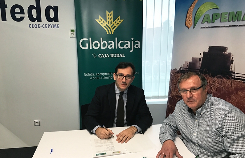 APEMA firma un convenio de colaboración con Globalcaja, en apoyo del sector de máquinas recolectoras