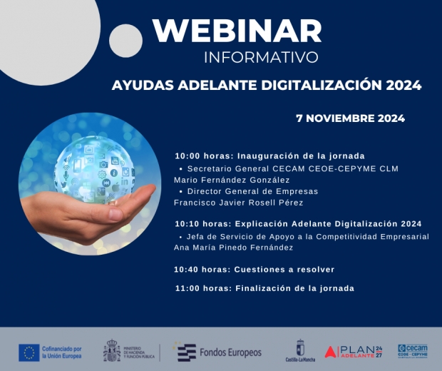 Fotografía de Webinar informativo convocatoria ayudas Adelante Digitalización 2024. Jueves, 7 noviembre 2024. 10h, ofrecida por FEDA