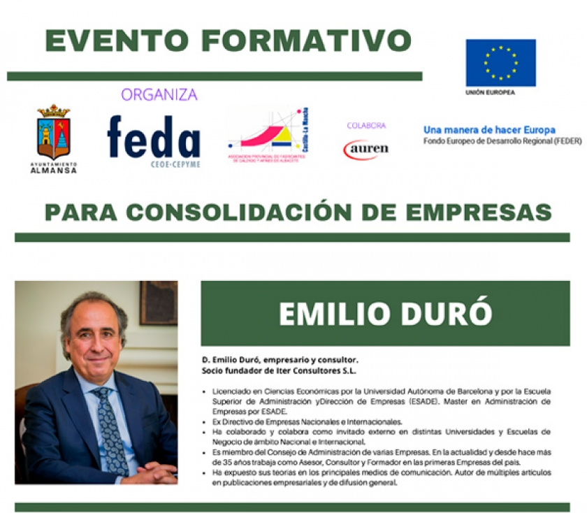 Evento formativo en Almansa con Emilio Duró, organizado por el Ayuntamiento y FEDA