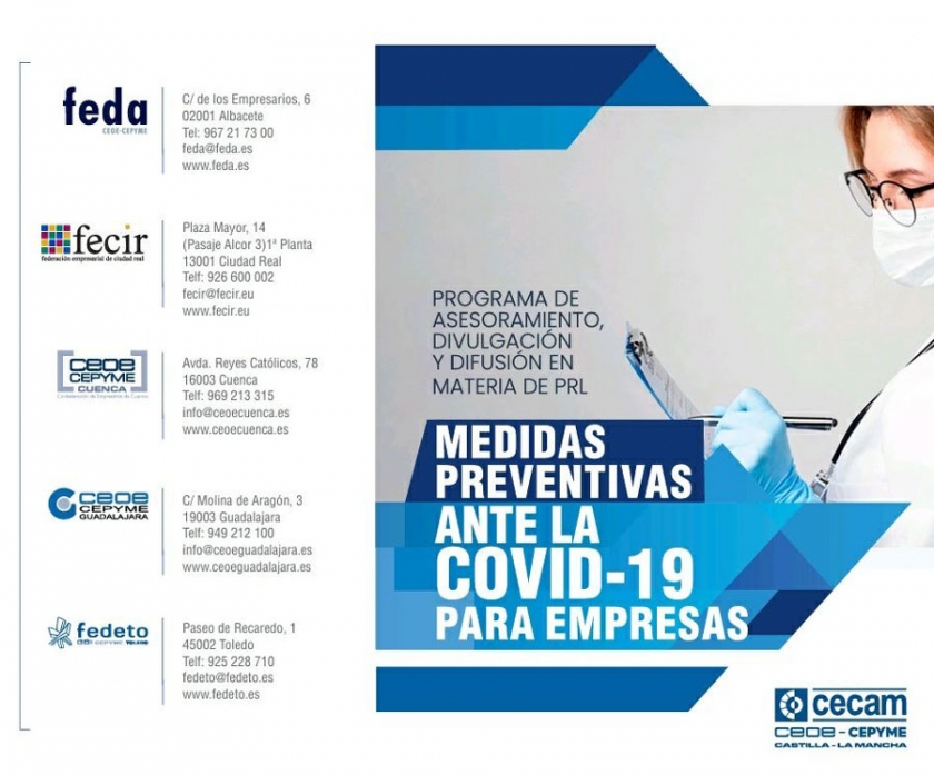 CECAM facilita a las empresas un tríptico informativo de medidas preventivas frente a la Covid-19