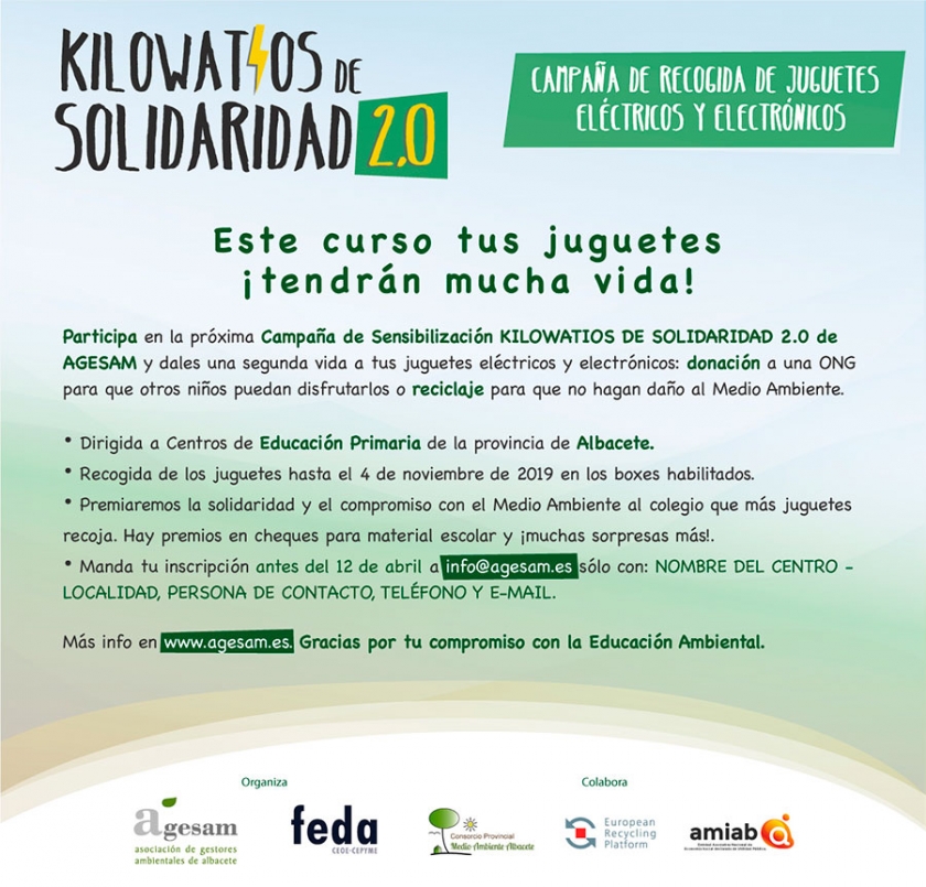 La Asociación de Gestores Ambientales de Albacete, AGESAM, lanza su segunda edición de la campaña de recogida de juguetes eléctricos y electrónicos