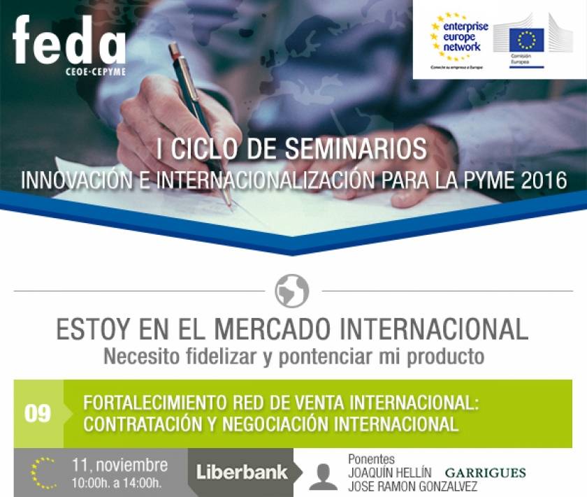FEDA termina el ciclo de seminarios de innovación e  internacionalización con el fortalecimiento de la red de venta, la contratación y la negociación