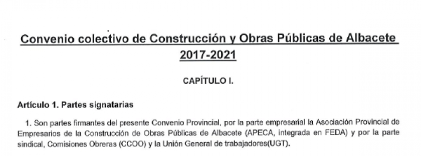 Convenio colectivo de Construcción 2017-2021