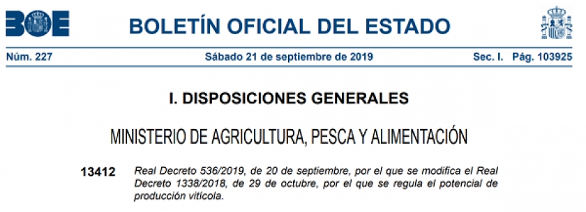 Modificación del real decreto que regula el potencial de producción vitícola
